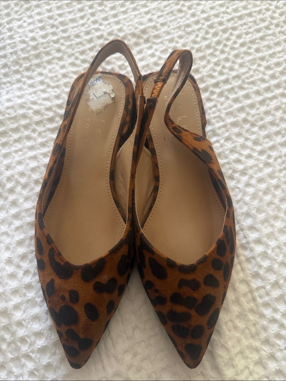 Nicole by Nicole Miller Leopard-Print Pointed Slingback Flats - Brown/Black